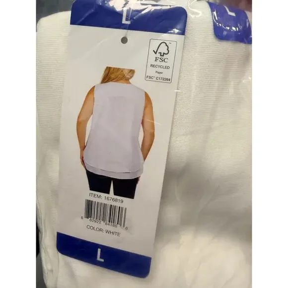 Cristina B Sleeveless Tunic Women L White Layered NWT - Picture 4 of 4